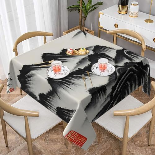 CPyuqw Quadratische Tischdecke mit chinesischem Landschaftsmalerei, eleganter Druck, wasserabweisend, strapazierfähig, Esstischabdeckung für den Innen- und Außenbereich CPyuqw Quadratische Tischdecke mit chinesischem Landschaftsmalerei, eleganter Druck, wasserabweisend, strapazierfähig, Esstischabdeckung für den Innen- und Außenbereich von CPyuqw