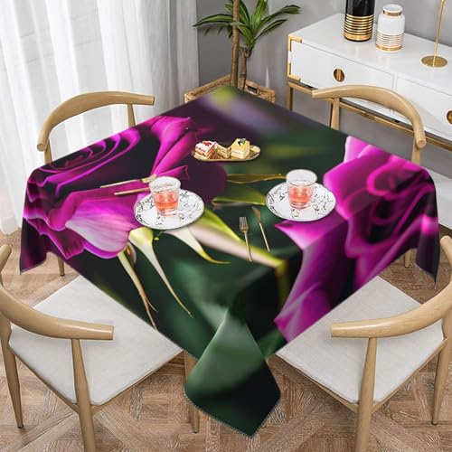 CPyuqw Quadratische Tischdecke mit elegantem Rosenmuster, wasserabweisend, strapazierfähig, für den Innen- und Außenbereich CPyuqw Quadratische Tischdecke mit elegantem Rosenmuster, wasserabweisend, strapazierfähig, für den Innen- und Außenbereich von CPyuqw