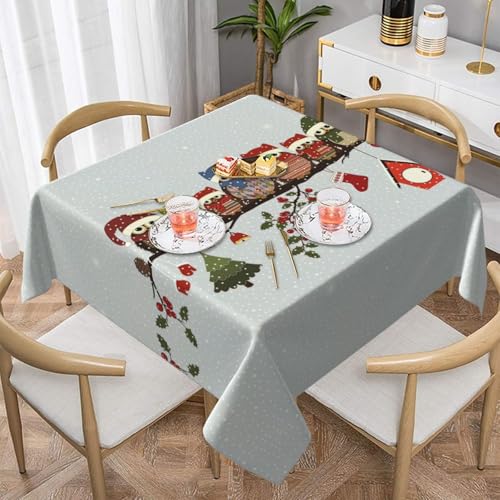 CPyuqw Quadratische Tischdecke mit niedlichem Eulen auf Ast, eleganter Druck, wasserabweisend, strapazierfähig, Esstischabdeckung für den Innen- und Außenbereich von CPyuqw