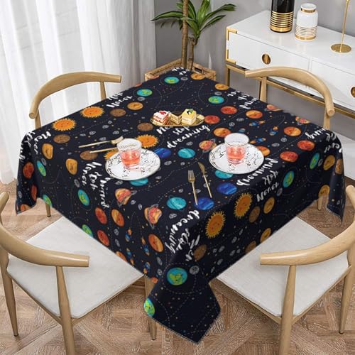 CPyuqw Quadratische Tischdecke mit niedlichem Planeten-Druck, wasserabweisend, strapazierfähig, für den Innen- und Außenbereich CPyuqw Quadratische Tischdecke mit niedlichem Planeten-Druck, wasserabweisend, strapazierfähig, für den Innen- und Außenbereich von CPyuqw