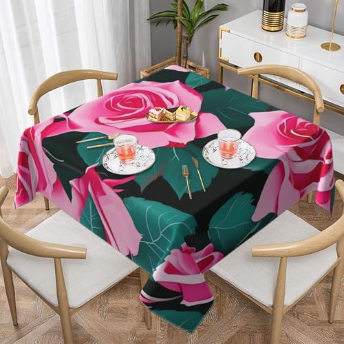 CPyuqw Quadratische Tischdecke mit rosa Rosen und elegantem Druck, wasserabweisend, strapazierfähig, für den Innen- und Außenbereich CPyuqw Quadratische Tischdecke mit rosa Rosen und elegantem Druck, wasserabweisend, strapazierfähig, für den Innen- und Außenbereich von CPyuqw