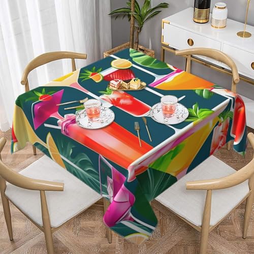 CPyuqw Quadratische Tischdecke mit tropischem Cocktaildruck, wasserabweisend, strapazierfähig, für den Innen- und Außenbereich CPyuqw Quadratische Tischdecke mit tropischem Cocktaildruck, wasserabweisend, strapazierfähig, für den Innen- und Außenbereich von CPyuqw