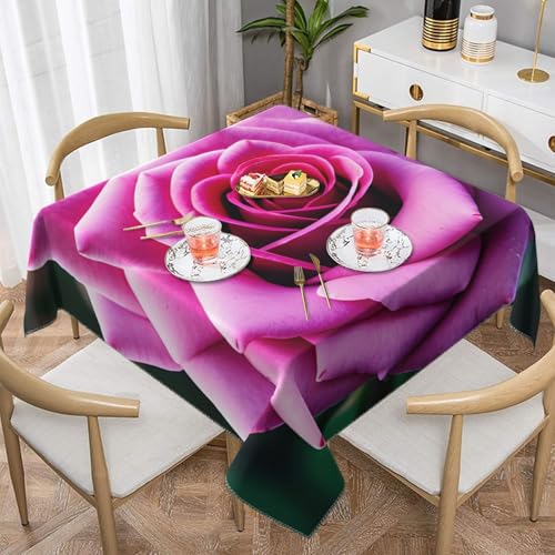 CPyuqw Quadratische Tischdecke mit violettem Rosen-Motiv, wasserabweisend, strapazierfähig, für den Innen- und Außenbereich CPyuqw Quadratische Tischdecke mit violettem Rosen-Motiv, wasserabweisend, strapazierfähig, für den Innen- und Außenbereich von CPyuqw