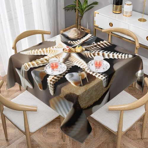 CPyuqw Tischdecke mit Strandmuschel, Seestern, eleganter Druck, quadratisch, wasserabweisend, strapazierfähig, für den Innen- und Außenbereich CPyuqw Tischdecke mit Strandmuschel, Seestern, eleganter Druck, quadratisch, wasserabweisend, strapazierfähig, für den Innen- und Außenbereich von CPyuqw