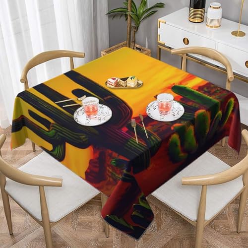 Quadratische Tischdecke, Kaktus in Wüste, elegant, wasserabweisend, strapazierfähig, für den Innen- und Außenbereich Quadratische Tischdecke, Kaktus in Wüste, elegant, wasserabweisend, strapazierfähig, für den Innen- und Außenbereich von CPyuqw
