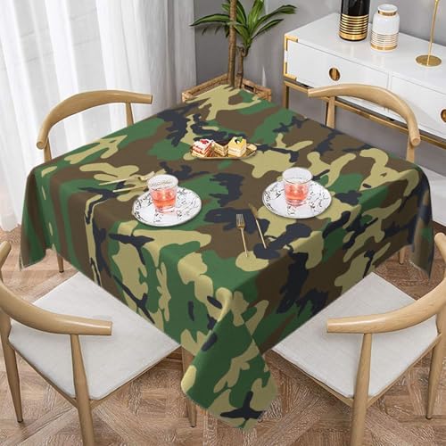 Quadratische Tischdecke mit Militär-Camouflage-Muster, wasserabweisend, strapazierfähig, für den Innen- und Außenbereich, Grün Quadratische Tischdecke mit Militär-Camouflage-Muster, wasserabweisend, strapazierfähig, für den Innen- und Außenbereich, Grün von CPyuqw