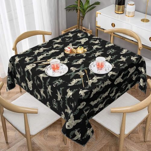 Quadratische Tischdecke mit japanischem Kranich und Kiefernholz, eleganter Druck, wasserabweisend, strapazierfähig, für den Innen- und Außenbereich Quadratische Tischdecke mit japanischem Kranich und Kiefernholz, eleganter Druck, wasserabweisend, strapazierfähig, für den Innen- und Außenbereich von CPyuqw