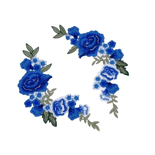 CQEAZ 1 Paar Blumen-Stickerei-Flicken zum Aufnähen, handgefertigte bestickte Applikationen für Kleidung, Jacken, Basteldekoration von CQEAZ