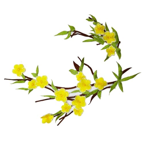CQEAZ 2 x Stickapplikationen, bestickte Blumenaufnäher, Stoffaufnäher zum Dekorieren von Kleidung, Jeans, Jacken, Röcken von CQEAZ