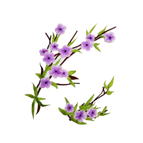 CQEAZ 2 x Stickapplikationen, bestickte Blumenaufnäher, Stoffaufnäher zum Dekorieren von Kleidung, Jeans, Jacken, Röcken von CQEAZ