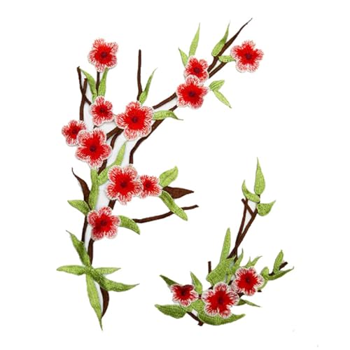 CQEAZ 2 x Stickapplikationen, bestickte Blumenaufnäher, Stoffaufnäher zum Dekorieren von Kleidung, Jeans, Jacken, Röcken von CQEAZ