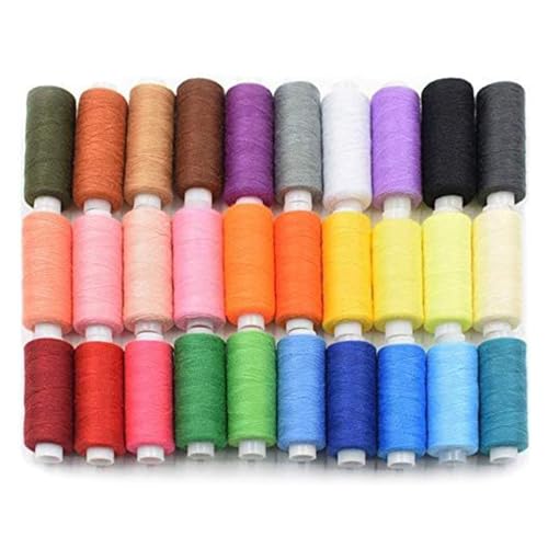 CQEAZ 30 x farbiges Nähgarn, Polyester-Nähgarn, Stickgarn für Handnähmaschinen, 227 m Nähgarn von CQEAZ