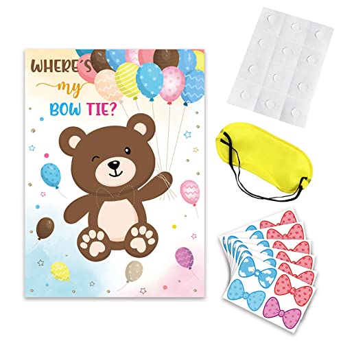 CQEAZ Babyparty-Spiel, Pin the Bowknot auf dem Bär, Spiel für Geburtstag, 41,9 x 57,9 cm, Poster, 24 Stück Aufkleber CQEAZ Babyparty-Spiel, Pin the Bowknot auf dem Bär, Spiel für Geburtstag, 41,9 x 57,9 cm, Poster, 24 Stück Aufkleber von CQEAZ