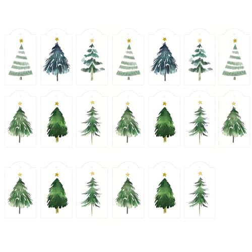 CQEAZ CQEAZ 20 Stück Weihnachtsbaum-Etiketten, mit Loch, für Weihnachtsgeschenke, Verpackung von CQEAZ