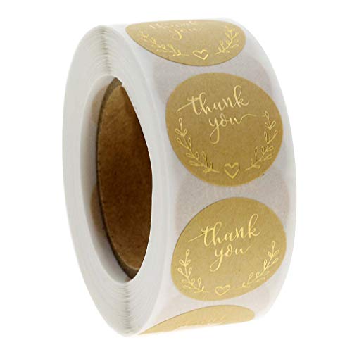 CQEAZ Dankesaufkleber, Papierkranz, Goldfolie, Siegeletiketten für Weihnachten, Scrapbooking, Schreibwaren, Siegelaufkleber, 500 Stück von CQEAZ