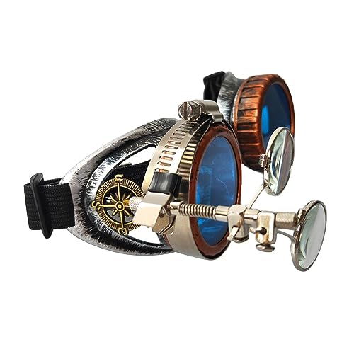 CQEAZ Retro Brille Vintage Steampunk Brille Raves Reitbrille für Cosplay Halloween Party Dekoration für Damen Herren CQEAZ Retro Brille Vintage Steampunk Brille Raves Reitbrille für Cosplay Halloween Party Dekoration für Damen Herren von CQEAZ