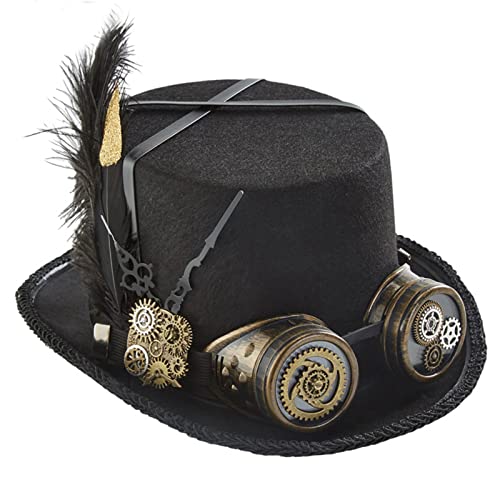 CQEAZ Steampunk-Hut, Steampunk-Hut, Halloween-Party, Steampunk-Hut, für Herren, mit Brille, Steampunk-Zubehör CQEAZ Steampunk-Hut, Steampunk-Hut, Halloween-Party, Steampunk-Hut, für Herren, mit Brille, Steampunk-Zubehör von CQEAZ