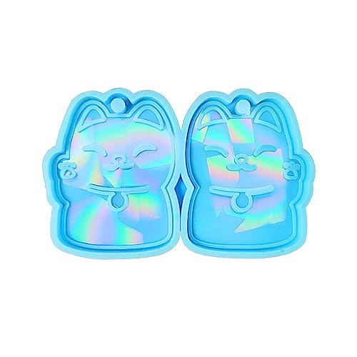 Glückskatzen-Holografie-Lichtschatten, Ornamente, Silikon, Epoxidharz, Ohrringe, Ohrringe, Anhänger, Schmuck für Valentinstag, Geschenk, Harz, Ohrringe, Anhängerformen für Schmuckherstellung von CQEAZ