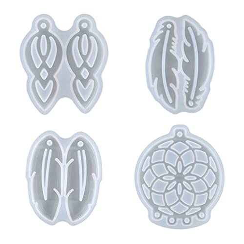 Silikon-Schlüsselanhänger-Set, Anhänger-Federform/Epoxidguss-Ohrringe, geeignet für Schmuck, Traumfänger mit Harz von CQEAZ