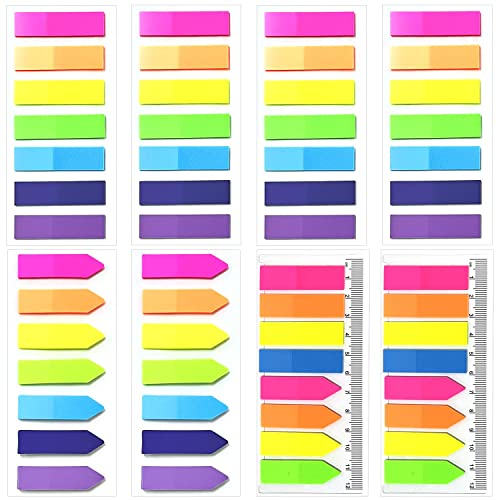 1160 Stück Neon Haftnotizen Flaggen, bunte Indexreiter, Flagge, helle Farben, Seitenregister, Aufkleber, durchscheinende Seitengestaltung für Lesezeichen von CQQNIU