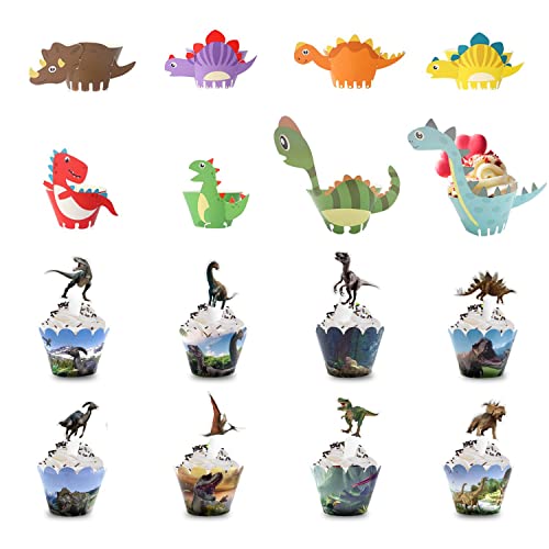 54 Stück Dinosaurier-Cupcake-Dekoration, Jurassic-Tiermotiv, Dinosaurier-Motiv, Geburtstagsparty, Kuchendekoration für Jungen, Mädchen, Kinder 54 Stück Dinosaurier-Cupcake-Dekoration, Jurassic-Tiermotiv, Dinosaurier-Motiv, Geburtstagsparty, Kuchendekoration für Jungen, Mädchen, Kinder von CQQNIU