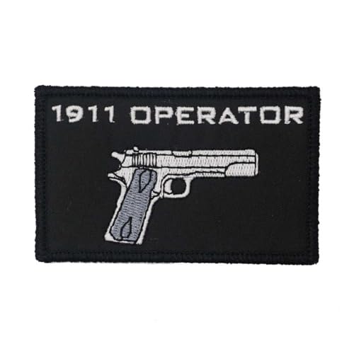 2 Stück bestickte Aufnäher 1911 Operator Militär Taktisch Abzeichen mit Haken Loop Backing für Rucksäcke Jacken Kleidung Applikationen von CR PATCH FACTORY