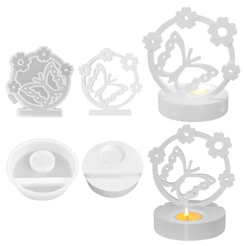 Silikonformen Gießformen Kerzenhalter, Silikonformen Ostern, Ostern Kaninchen Silikonform Kerzenhalter, 3D Hase Silikon Gießform Kerzenhalter für Stabkerzen (Schmetterling Kerzenhalter) von CRADMPAT