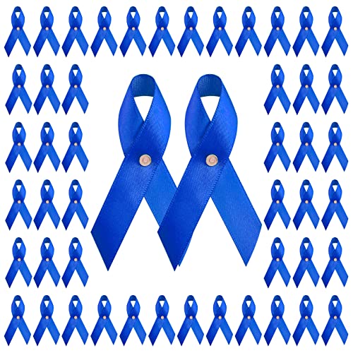 CRAFFANCY 100 Stück blaue Satinnadeln, Darmkrebs-Pins mit Metallanhänger, Prostata-Krebs-Bewusstseinsband, für Männer oder Frauen von CRAFFANCY