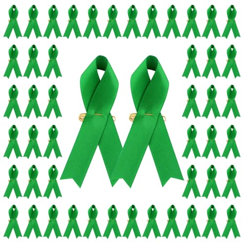 CRAFFANCY 100 Stück grüne Bandnadeln, Satin-Broschen, Leberkrebs, Umwelt, Bewusstseinsband, Anstecknadel, psychische Gesundheit, Bewusstseins-Brosche, Hoffnungs-Brosche CRAFFANCY 100 Stück grüne Bandnadeln, Satin-Broschen, Leberkrebs, Umwelt, Bewusstseinsband, Anstecknadel, psychische Gesundheit, Bewusstseins-Brosche, Hoffnungs-Brosche von CRAFFANCY