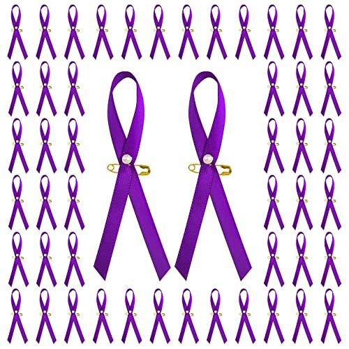 CRAFFANCY 100 Stück lila Satin-Pins mit Perle, für häusliche Gewalt, Lupus, Alzheimer, Bauchspeicheldrüsenkrebs-Bewusstseins-Pins von CRAFFANCY