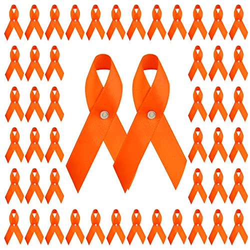 CRAFFANCY 100 Stück orangefarbene Satin-Nadeln, Nierenkrebs-Pins mit Metall-Etikett, mehrere Sklerose-Waffen, Gewalt Leukämie Bewusstseins-Brosche von CRAFFANCY