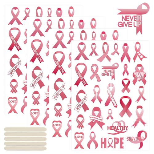 CRAFFANCY 104 Stück rosa Bandförmige Aufkleber, A4 Brustkrebs-Bewusstseins-Aufkleber zum Aufreiben für Veranstaltungen, Dekoration, Giveaways und Spendenaktionen von CRAFFANCY