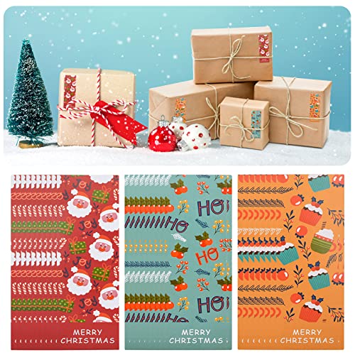 CRAFFANCY 150 Stück Weihnachts-Siegelaufkleber, rechteckige Geschenk-Siegel-Aufkleber, dekorative selbstklebende Aufkleber, Kartenbox von CRAFFANCY