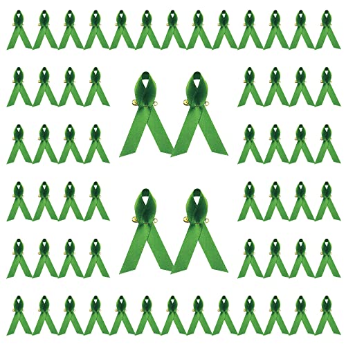 CRAFFANCY 200 Stück grüne psychische Gesundheits-Bewusstseinsbänder mit Sicherheitsnadeln, Satin-Bänder für Frauen oder Männer, Wohltätigkeitsorganisation, öffentliche Veranstaltungen von WANDIC