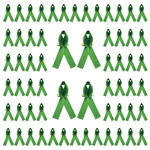 CRAFFANCY 200 Stück grüne psychische Gesundheits-Bewusstseinsbänder mit Sicherheitsnadeln, Satin-Bänder für Frauen oder Männer, Wohltätigkeitsorganisation, öffentliche Veranstaltungen von WANDIC