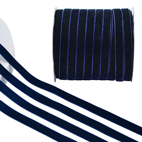 CRAFFANCY 45.7m*1cm Dunkelblaues Samtband, einseitiges Samtband, Vintage, Seidenweiches Band für Hochzeit, Blumenstrauß, Weihnachtsdekoration CRAFFANCY 45.7m*1cm Dunkelblaues Samtband, einseitiges Samtband, Vintage, Seidenweiches Band für Hochzeit, Blumenstrauß, Weihnachtsdekoration von CRAFFANCY