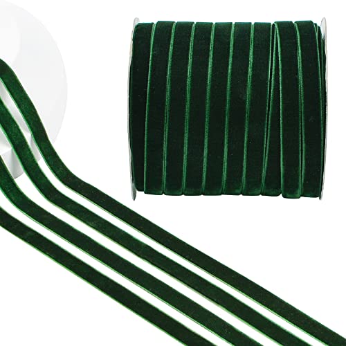CRAFFANCY 45.7m*1cm Dunkelgrünes Samtband, einseitiges Samtband, Vintage, Seidenweiches Band für Hochzeit, Blumenstrauß, Weihnachtsdekoration CRAFFANCY 45.7m*1cm Dunkelgrünes Samtband, einseitiges Samtband, Vintage, Seidenweiches Band für Hochzeit, Blumenstrauß, Weihnachtsdekoration von CRAFFANCY