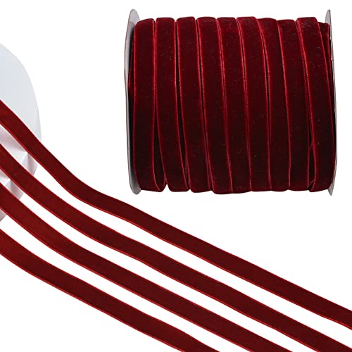 CRAFFANCY 45.7m*1cm Dunkelrotes Samtband, einseitiges Samtband, Vintage, Seidenweiches Band für Geschenkverpackungen, Hochzeit, Blumenstrauß, Weihnachtsdekoration CRAFFANCY 45.7m*1cm Dunkelrotes Samtband, einseitiges Samtband, Vintage, Seidenweiches Band für Geschenkverpackungen, Hochzeit, Blumenstrauß, Weihnachtsdekoration von CRAFFANCY