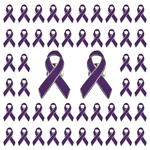 CRAFFANCY 50 Stück Silberrand lila Bandnadeln für häusliche Gewalt, Lupus, Alzheimer, Bauchspeicheldrüsenkrebs-Bewusstseins-Pin von CRAFFANCY