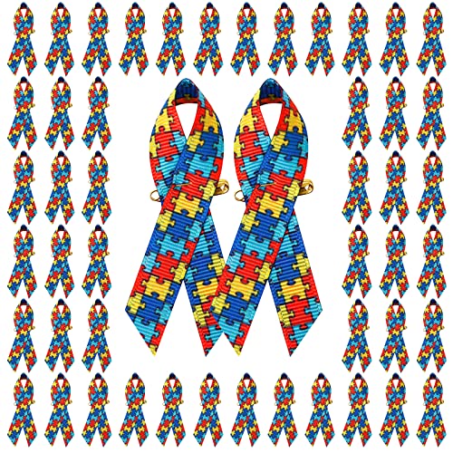 CRAFFANCY Autismus-Bandnadel, 100 Stück Satin-Nadeln für Autismus-Bewusstseins-Brosche mit Sicherheitsnadeln für Damen und Herren von CRAFFANCY