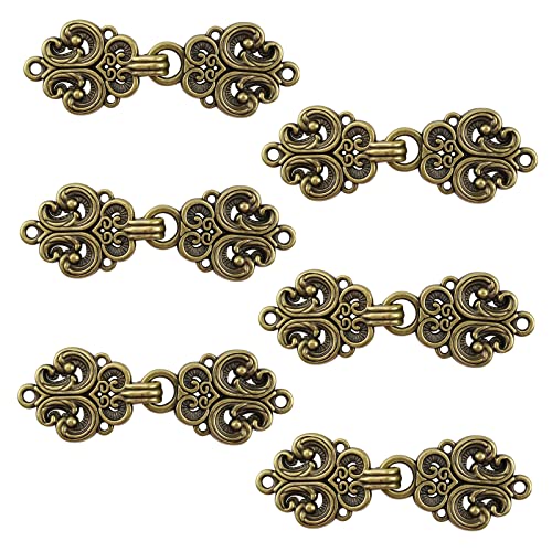 CRAFFANCY Cardigan-Clips, 6 Paar Vintage Hohle Blume Umhang Verschlüsse Nähen auf Haken und Ösen Umhang Verschluss Verschlüsse für Pullover Schal Antik CRAFFANCY Cardigan-Clips, 6 Paar Vintage Hohle Blume Umhang Verschlüsse Nähen auf Haken und Ösen Umhang Verschluss Verschlüsse für Pullover Schal Antik von CRAFFANCY