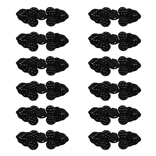 CRAFFANCY Cheongsam Verschlüsse, 12 Paar chinesische Knoten Frosch Knöpfe Verschluss Nähen Verschlüsse für DIY Nähen Pullover Schal Kostüme Outfit Dekoration, schwarze Perle von CRAFFANCY