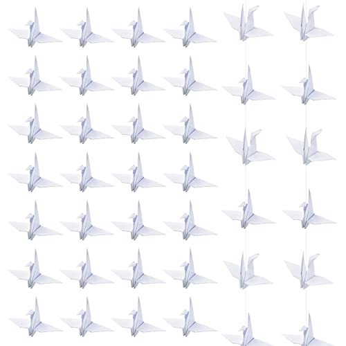 CRAFFANCY Origami-Papier-Kranich-Set, 140 Stück, handgefertigt, gefaltet, Origami-Papier-Kranich-Girlande für Hochzeit, Party, Hintergrund, Heimdekoration, Weiß von CRAFFANCY