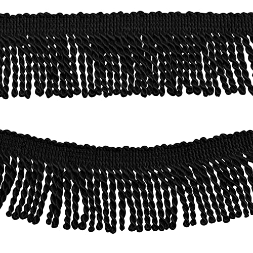 CRAFFANCY Polyester-Fransenborte, 13 m, schwarz, lange Fransenborte, dekorativer Rand für Vorhang, Sofa, Basteln, Lampenschirm von CRAFFANCY