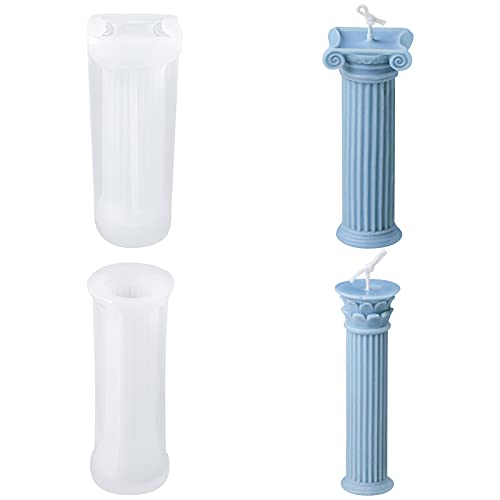 CRAFFANCY Römische Säulenkerzenform, Set mit 2 Zylinderkerzen, Silikonform, 3D-Form, antikes griechisches Säulen, Form für selbstgemachte Kerzen, Beton, Gips, Basteln von CRAFFANCY