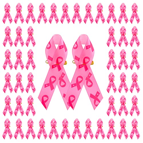 CRAFFANCY Rosa Band mit Muster-Design, 100 Stück Brustkrebs-Bewusstseins-Bandnadeln rosa Band-Brosche mit Sicherheitsnadeln für Party-Event von CRAFFANCY