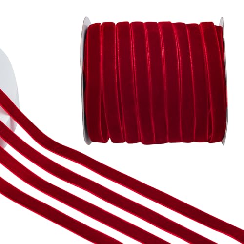 CRAFFANCY Rotes Samtband, 45,7 m, 1 cm, einseitiges Samtband für Weihnachtsdekoration CRAFFANCY Rotes Samtband, 45,7 m, 1 cm, einseitiges Samtband für Weihnachtsdekoration von CRAFFANCY