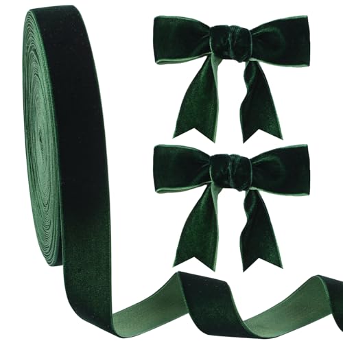 CRAFFANCY Samtband, 2,54 cm, grünes einseitiges Samtband, Vintage, seidig, weich, für Hochzeit, Blumenstrauß, Weihnachtsdekoration, 20 m CRAFFANCY Samtband, 2,54 cm, grünes einseitiges Samtband, Vintage, seidig, weich, für Hochzeit, Blumenstrauß, Weihnachtsdekoration, 20 m von CRAFFANCY