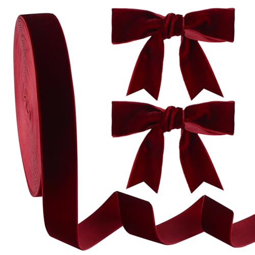 CRAFFANCY Samtband, 2,54 cm, rot, einseitig, Vintage-Stil, seidig, weich, für Hochzeit, Blumenstrauß, Weihnachtsdekoration, 2,54 cm CRAFFANCY Samtband, 2,54 cm, rot, einseitig, Vintage-Stil, seidig, weich, für Hochzeit, Blumenstrauß, Weihnachtsdekoration, 2,54 cm von CRAFFANCY