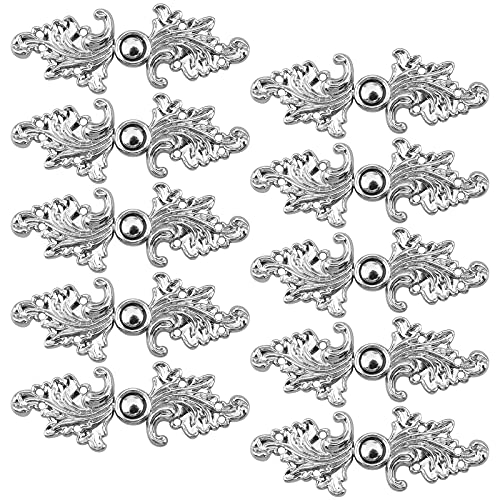 CRAFFANCY Umhang-Verschlüsse, 10 Paar Vintage-Umhang zum Annähen an Haken und Ösen, Wirbelblatt-Form, Cardigan-Clips für Kleidung, Pullover, Schal, Weiß Nickel (Stil 2) von CRAFFANCY